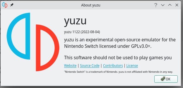 yuzu About dialog changes