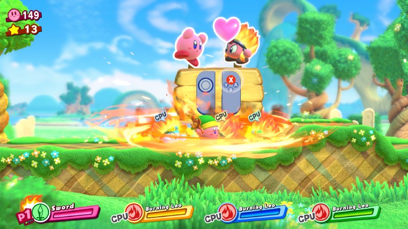 Here you can see the bug affecting an attack (Kirby Star Allies)